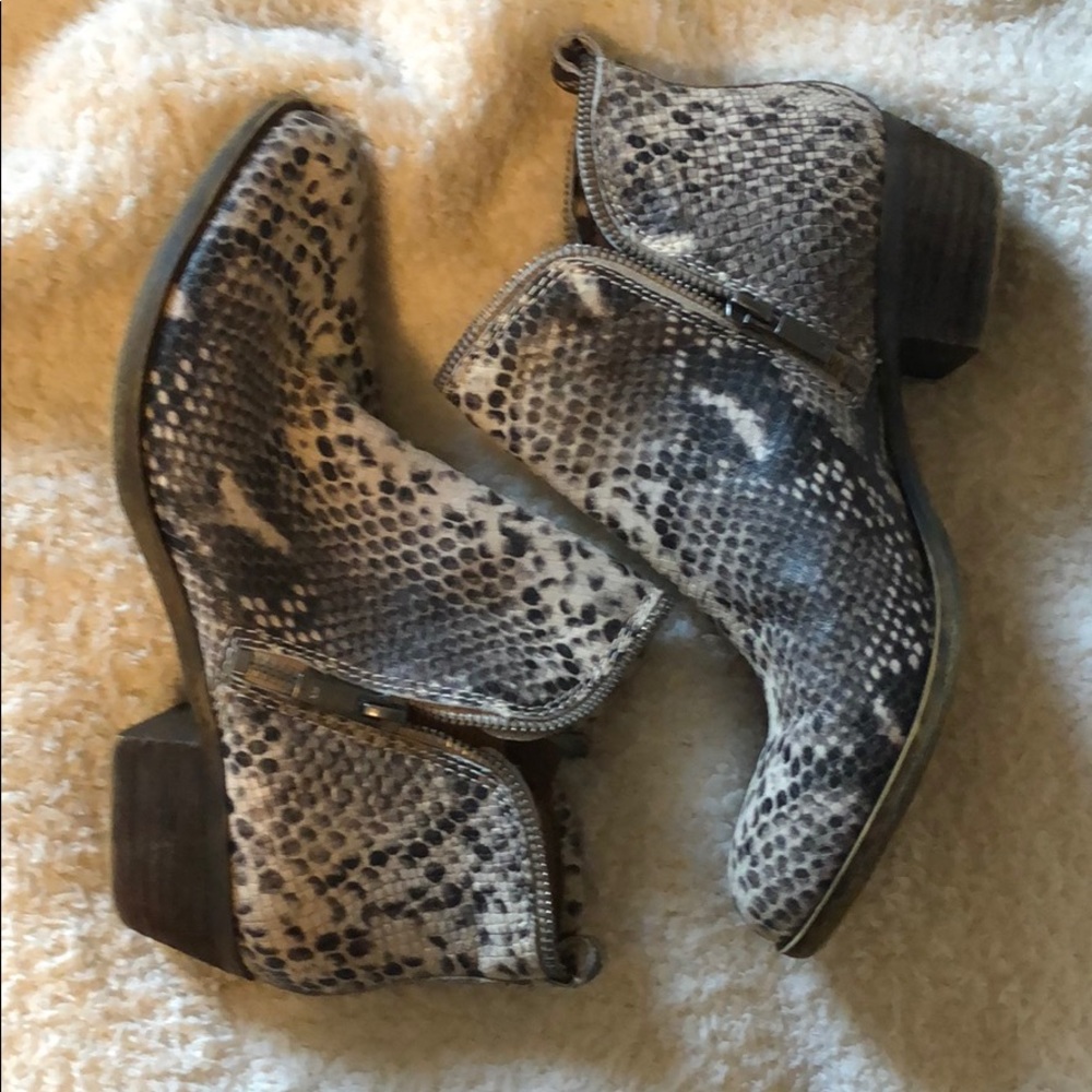 Snakeskin ankle booties